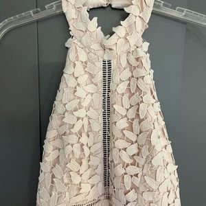 Bardot Botánica Lace midi dress Latte Pink Halter